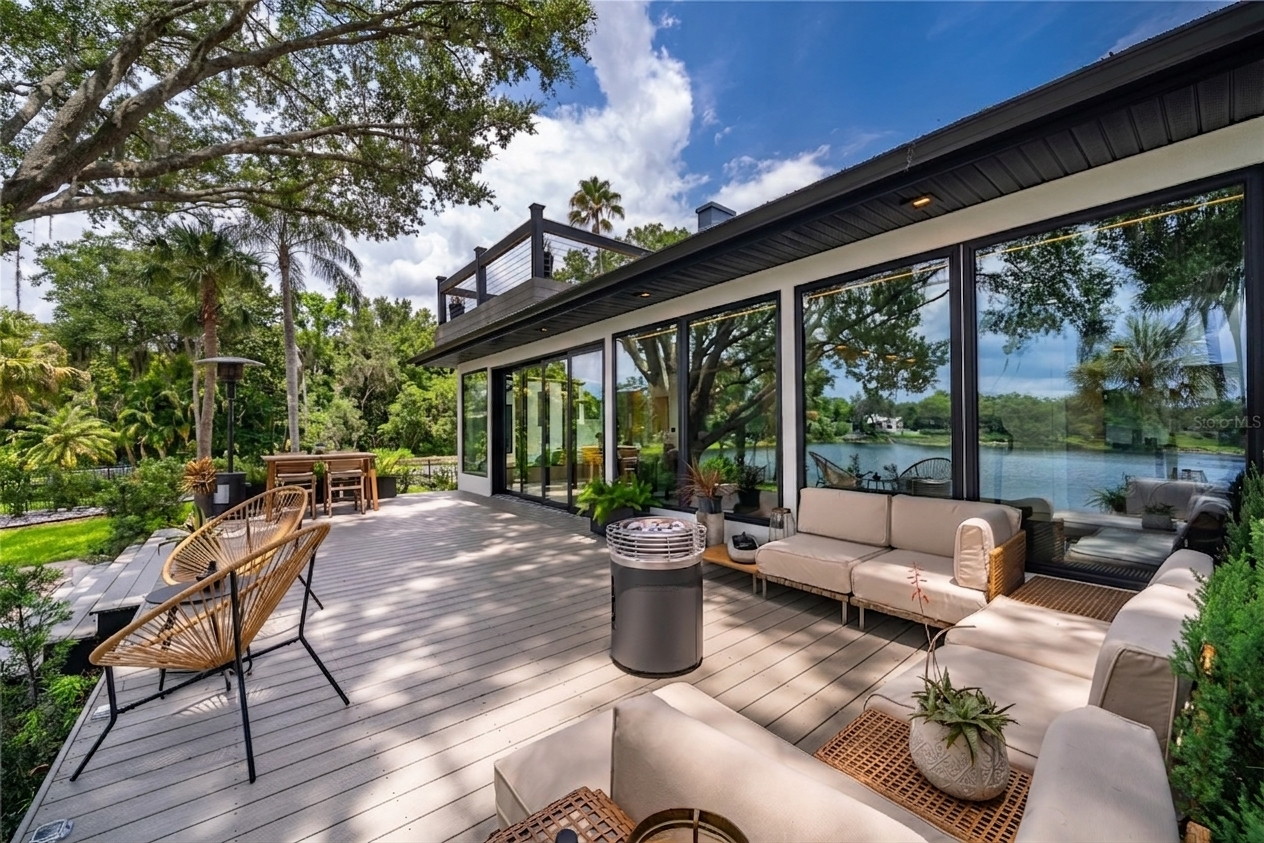 Twelve feet of sliding glass, open to the terraces